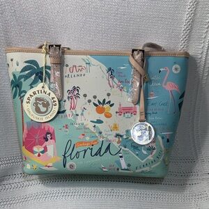 Spartina 449 Florida Map Tote - Blue and Tan …NWT 12” x 5” x 10”